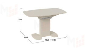 Стол обеденный Портофино - СМ(ТД)-105.02.11(1) Бежевое, Стекло бежевое матовое LUX