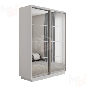 Шкаф-купе Оптим 2-х дверный Зеркало  4 секции 160 см. 1 штанга, 6 полок