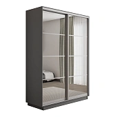 Шкаф-купе Оптим 2-х дверный  4 секции 140 см. Зеркало 1 штанга, 6 полок, 2 ящика