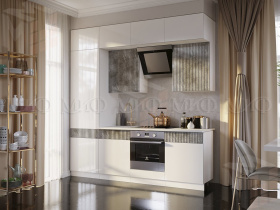 Кухонный гарнитур Оливия 2,4 (белый глянец/мрамор глянец)