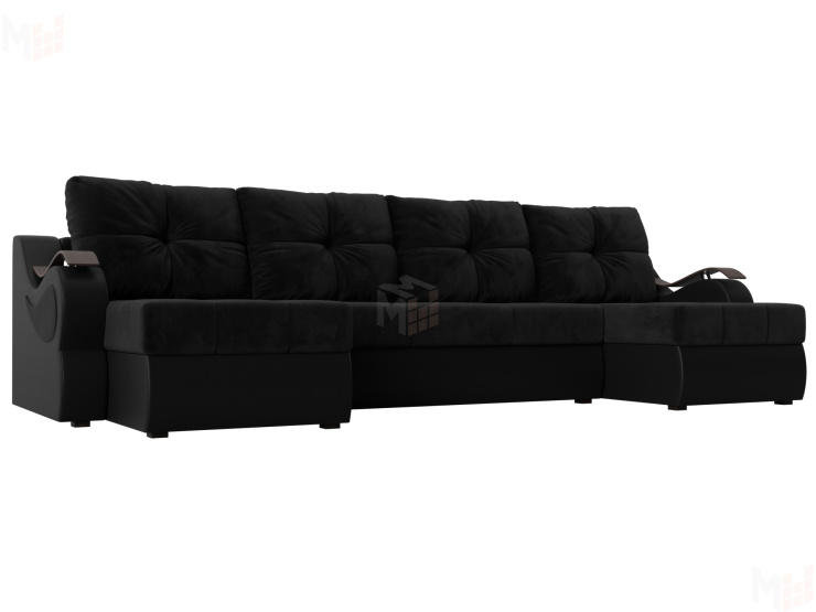 П-образный диван Меркурий (Черный\Черный)