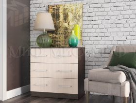 Комод Басямиф 3 ящика, венге/беленый дуб