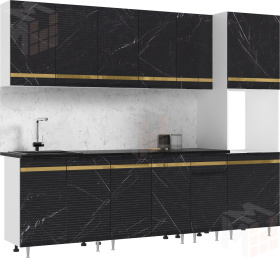 Кухонный гарнитур Милена с пеналом 2,6 (мрамор блэк софт)