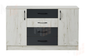 Комод К-1400 Беатрис Крафт белый-Антрацит