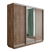 Шкаф-купе Оптим 3-х дверный 1 секция (ЛДСП, Зеркало) 180 см. 2 штанги, 9 полок, 4 ящика