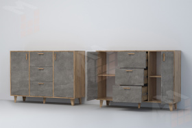 Комод К-2 Эго на ножках  Дуб Крафт Золотой/Камень Темный