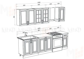 Кухня Престиж 2,0 (комп. 3) 900 Браш Вайт