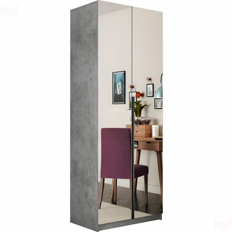 Шкаф  распашной  Локер 2-х дверный  с зеркалом 5 полок, 2 ящика 80 см.