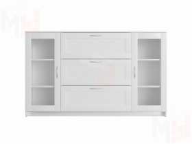 Тумба Сириус 2 двери со стеклом и 3 ящика 156*95 Белый