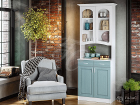 Буфет Констанция 2-х дверный (белый/голубой)