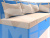 Кухонный диван Метро с углом справа (Бежевый\Голубой)