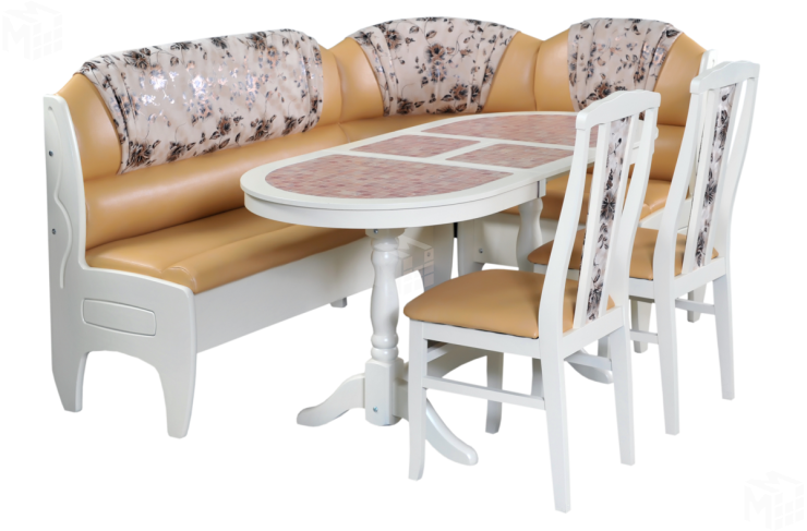 Кухонный уголок Трапеза Комфорт со стульями (слоновая кость)