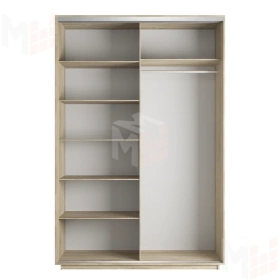Шкаф-купе Оптим 2-х дверный  4 секции 160 см. 1 штанга, 6 полок