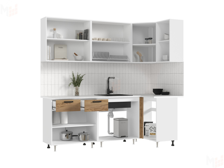 Кухня Рио New угловая 2,2*1,0 м Крафт золотой