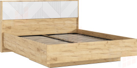 Ирис Кровать парящая 1,6м (ортопед дерево) (Браш Вайт/Дуб Крафт, Дуб Крафт)