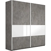 Шкаф-купе Прайм Широкий 2-х дверный 220 см, Бетон/Белое стекло