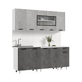 Кухня Рио New 2,0 (490) ЛДСП Бетон светлый/Бетон темный, Белый (Антарес)