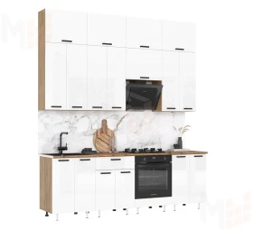 Кухня Рио New 2,4 (490) комп №3 ЛДСП Дуб крафт, Белый глянец (Дуб вотан)