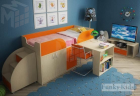 Кровать детская с выдвижным столом Фанки Кидз 10