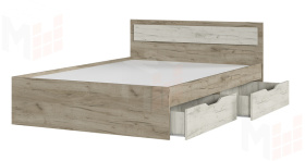 Кровать Гармония 1,4 КР-605 с ящиками дуб крафт белый - дуб крафт серый