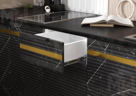 Кухонный гарнитур Милена с пеналом 2,6 (мрамор блэк софт)