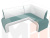 Кухонный угловой диван Кармен правый угол (Бирюзовый\Белый)