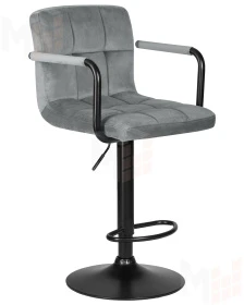 Стул барный DOBRIN KRUGER ARM BLACK (серый велюр (MJ9-75))