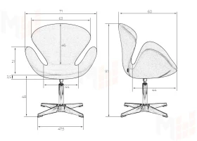 Кресло дизайнерское DOBRIN SWAN (белый кожзам P23, алюминиевое основание)