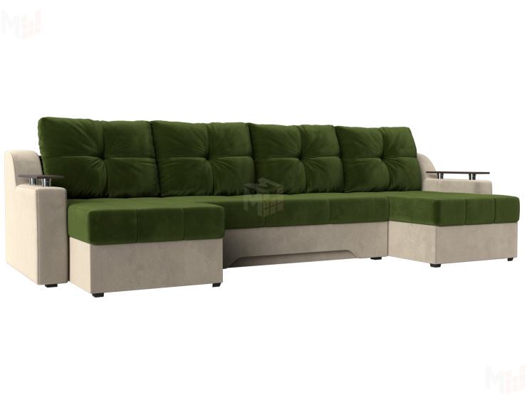 П-образный диван Сенатор (Зеленый\Бежевый)