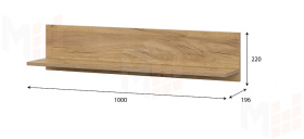 Полка навесная Милан Дуб Золотой