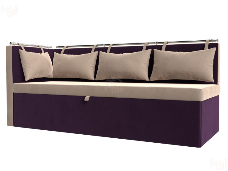 Кухонный диван Метро с углом слева (Бежевый\Фиолетовый)