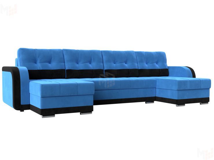 П-образный диван Марсель (Голубой\Черный)