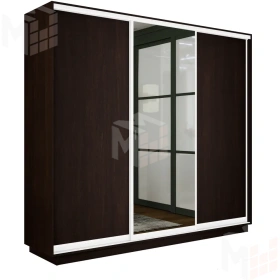 Шкаф-купе Экспресс трио 1 зеркало 1800 (венге) профиль белый