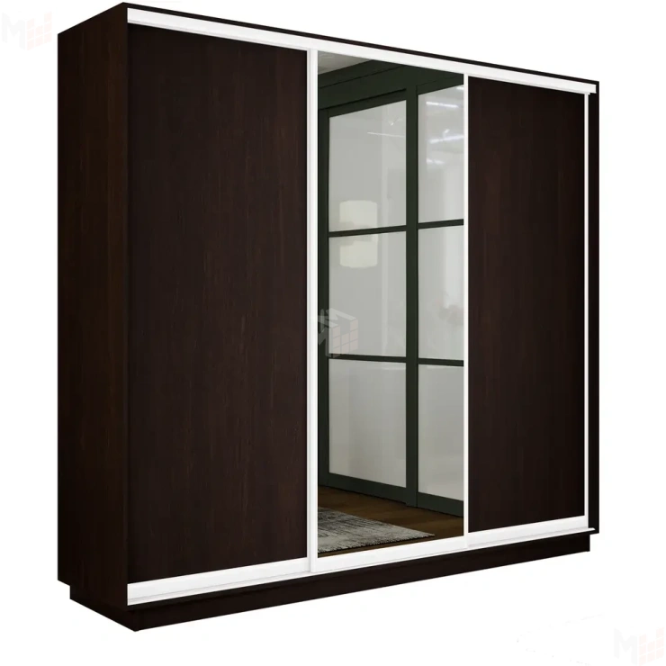 Шкаф-купе Экспресс трио 1 зеркало 1800 (венге) профиль белый