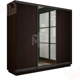 Шкаф-купе Экспресс трио 1 зеркало 1800 (венге) профиль чёрный