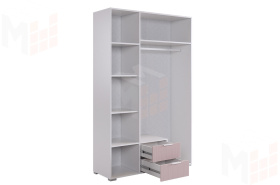 Шкаф трехдверный Зефир  109.02 белое дерево/пудра розовая (эмаль)