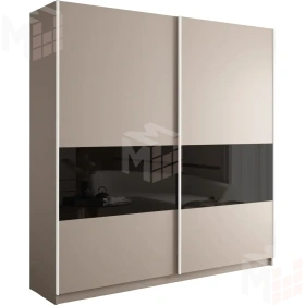 Шкаф-купе Прайм Широкий 2-х дверный 220 см, Кашемир/Черное стекло