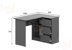 Стол угловой Денвер Графит серый