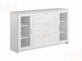 Тумба Сириус 2 двери со стеклом и 3 ящика 156*95 Белый