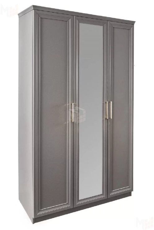 Шкаф Мокко 3-дверный с зеркалом серый камень