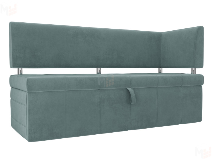 Кухонный прямой диван Стоун с углом (бирюзовый)