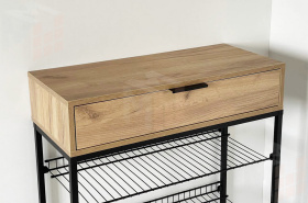 Обувница Краш черный муар/дуб крафт золотой