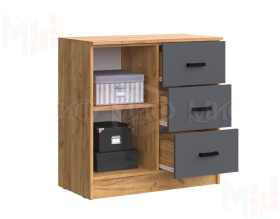 Комод Басямиф 3 ящика 1 дверь (крафт золотой/графит)