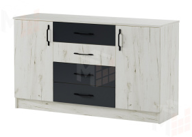 Комод К-1400 Беатрис Крафт белый-Антрацит