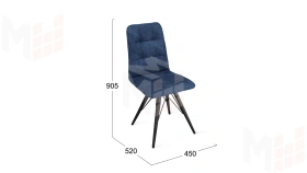 Стул Аспен К3 Черный муар, Велюр Wellmart Blue