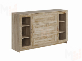 Тумба Сириус 2 двери со стеклом и 3 ящика 156*95 Сонома