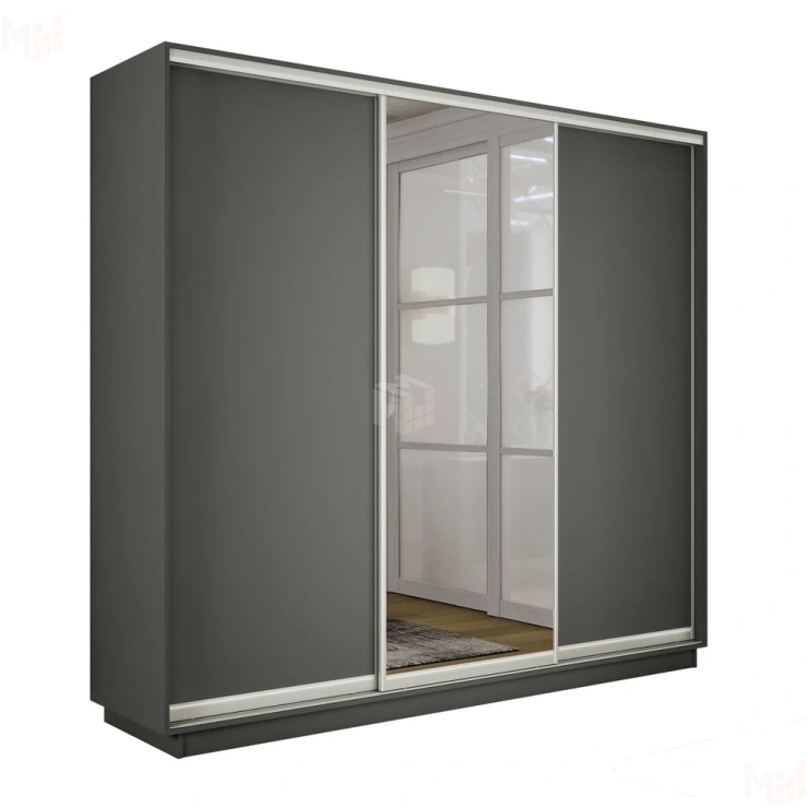 Шкаф-купе Экспресс трио 1 зеркало 2400 (Серый диамант)