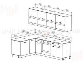 Кухня угловая Техно New 1,6*2,4 комп №4 Белый снег софт/Слива софт