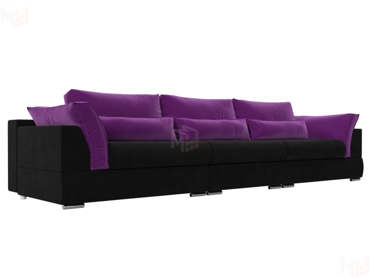 Прямой диван Пекин Long (Черный\Фиолетовый)