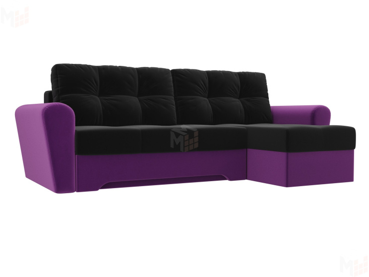 Угловой диван Амстердам правый угол (Черный\Фиолетовый)